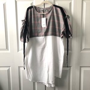 [Zara] white with plaid dress